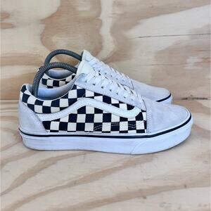 Vans Off The Wall -Old Skool Checkerboard -Sneakers - White/Black - Women's -8.5